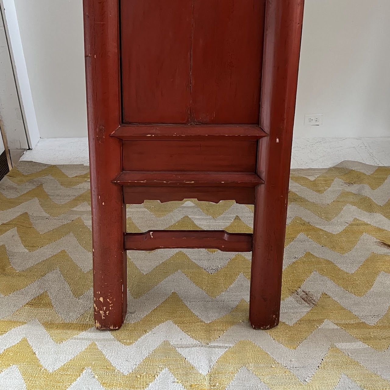 Chinese Red Lacquered Butterfly Wedding Armoire