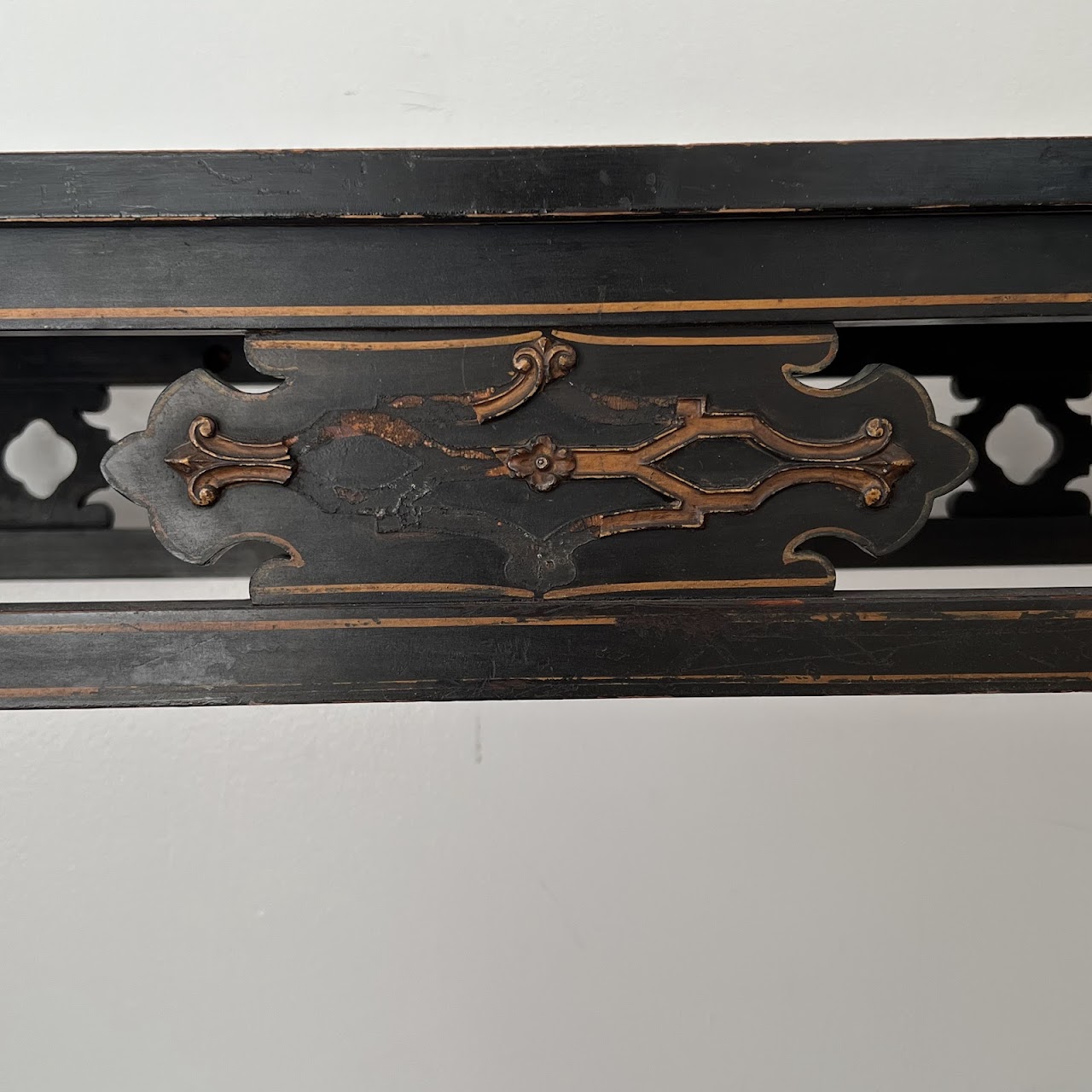 Chinoiserie Lacquered and Hand Painted Vintage Console Table