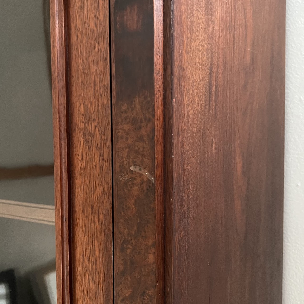 American Victorian Mahogany and Walnut Burl Enclosed Bookcase