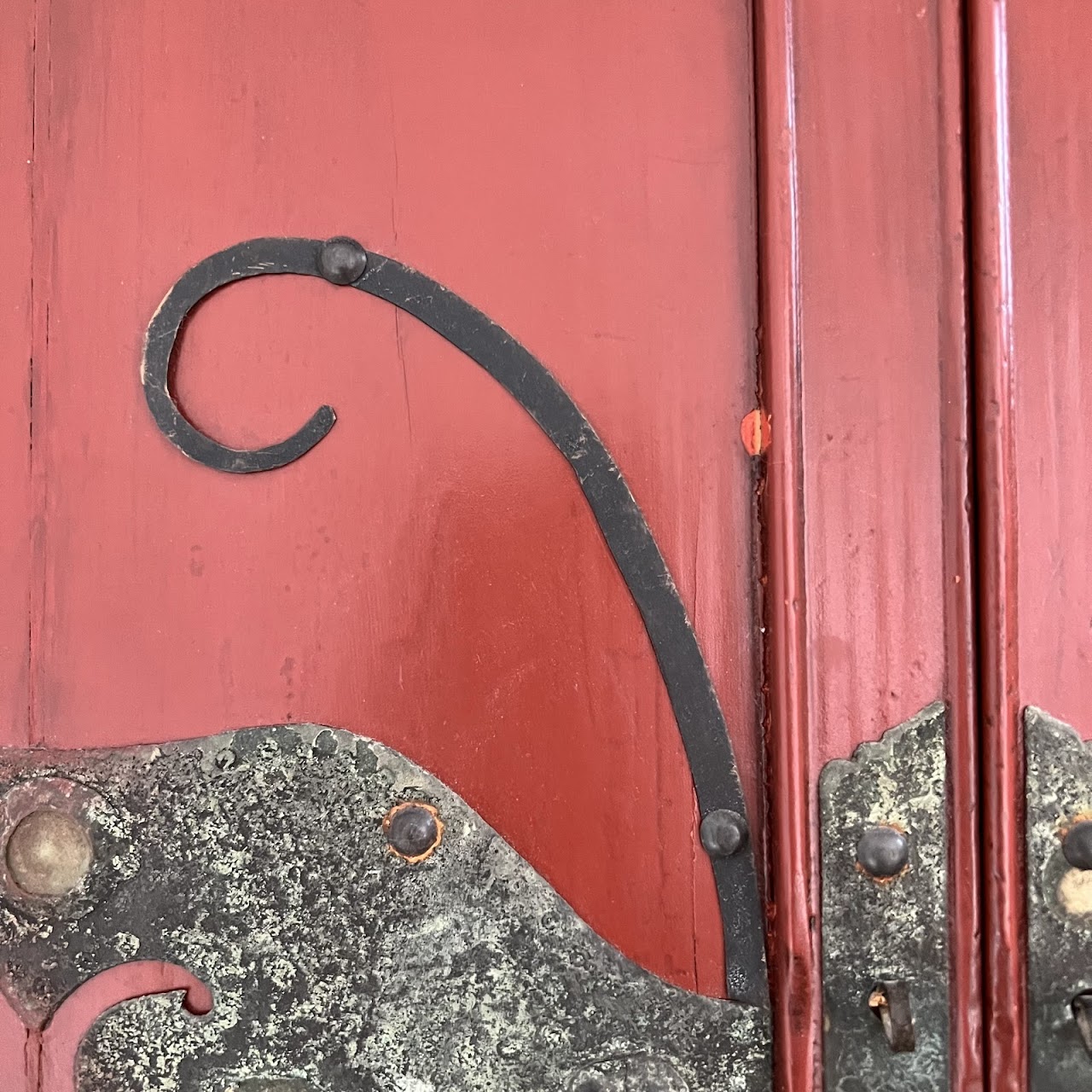 Chinese Red Lacquered Butterfly Wedding Armoire