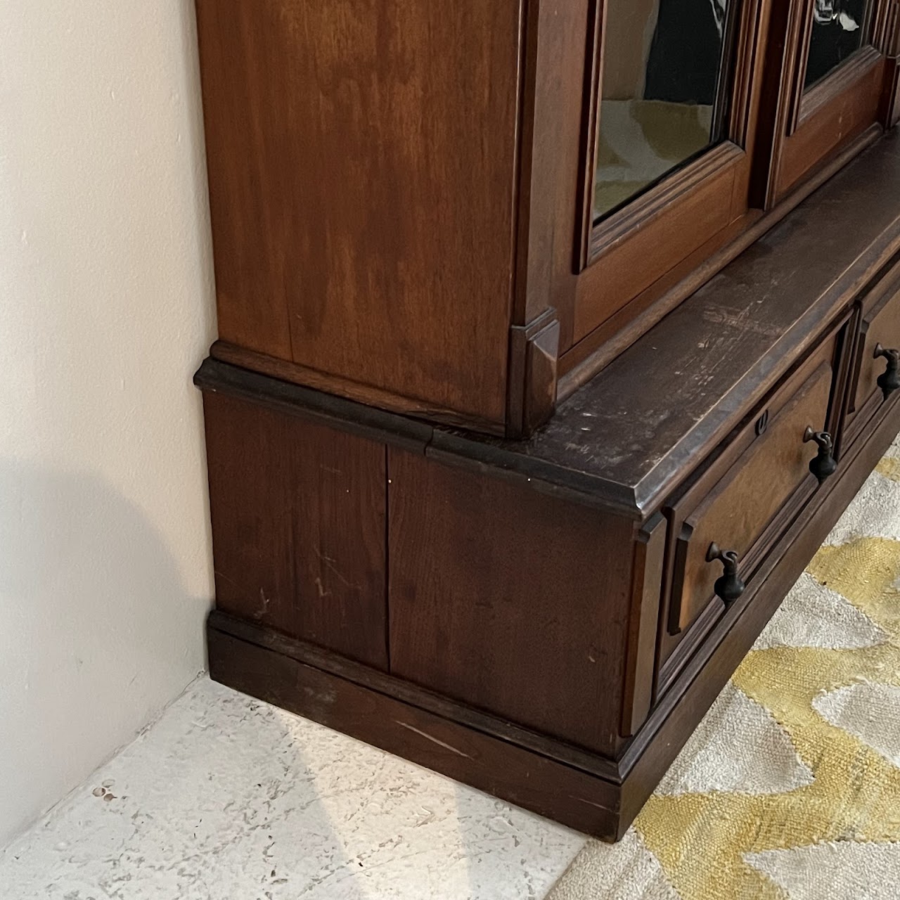 American Victorian Mahogany and Walnut Burl Enclosed Bookcase