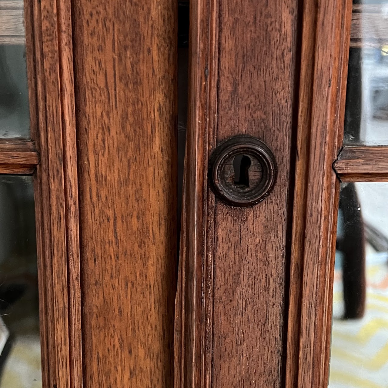 American Victorian Mahogany and Walnut Burl Enclosed Bookcase