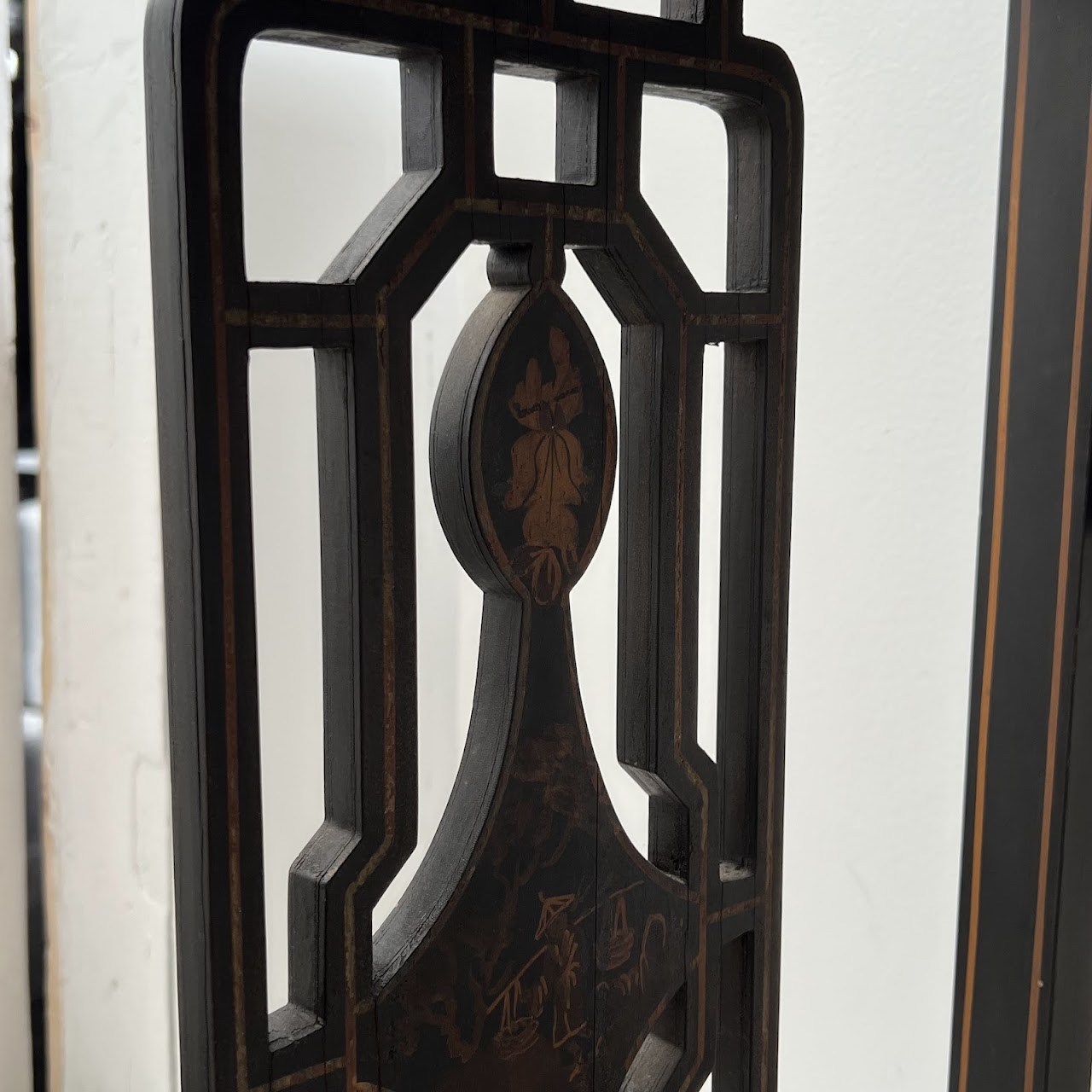 Chinoiserie Lacquered and Hand Painted Vintage Console Table