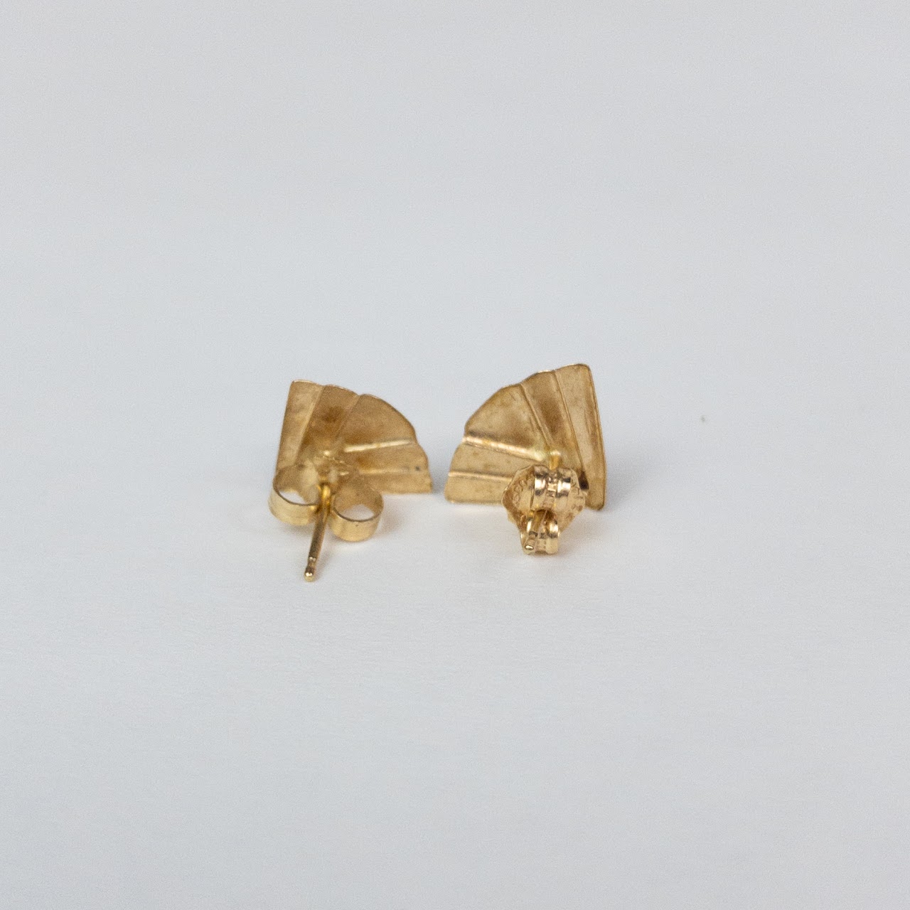 14K Gold Etched Fan Earrings