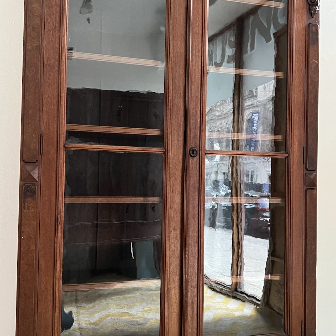 American Victorian Mahogany and Walnut Burl Enclosed Bookcase