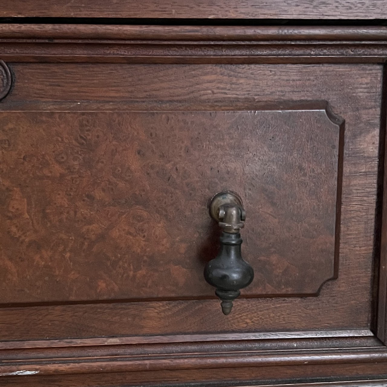 American Victorian Mahogany and Walnut Burl Enclosed Bookcase