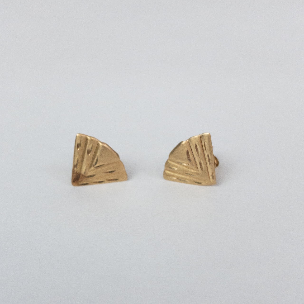 14K Gold Etched Fan Earrings