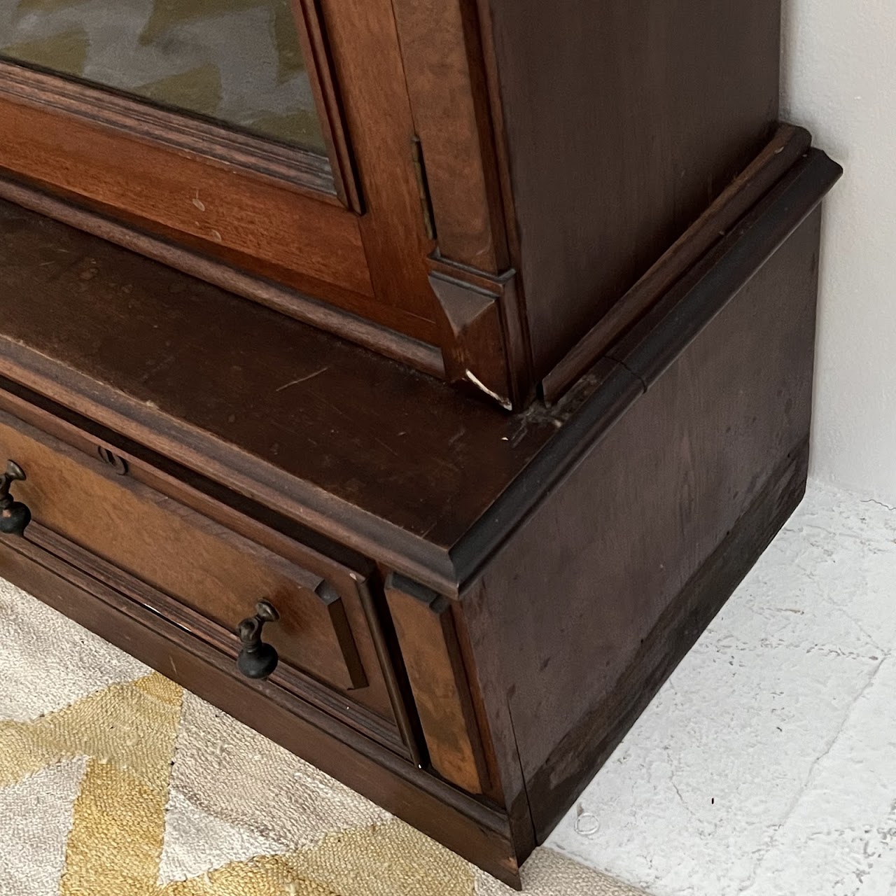 American Victorian Mahogany and Walnut Burl Enclosed Bookcase