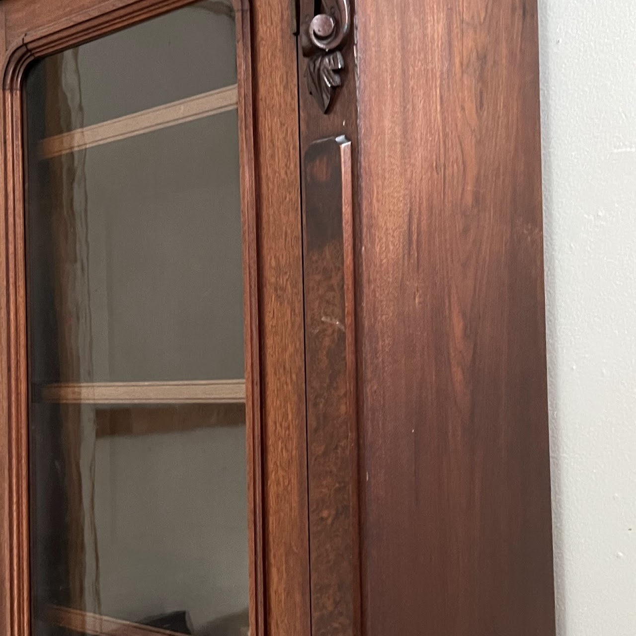 American Victorian Mahogany and Walnut Burl Enclosed Bookcase