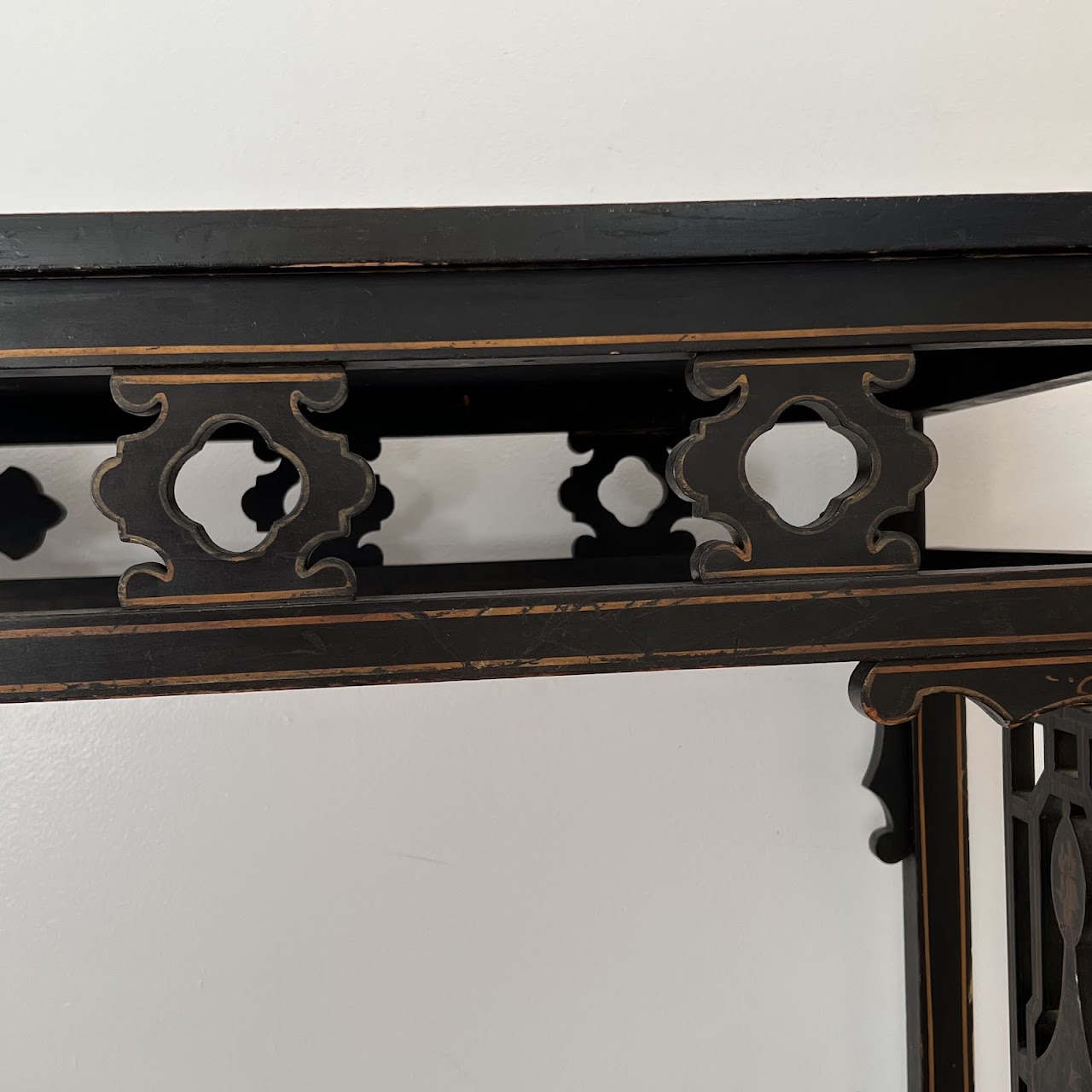 Chinoiserie Lacquered and Hand Painted Vintage Console Table