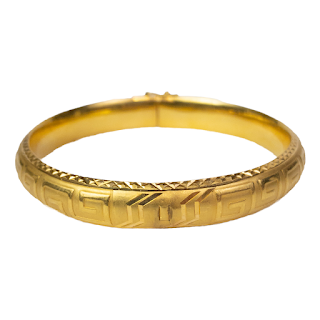 22K Gold Etched Bangle Bracelet