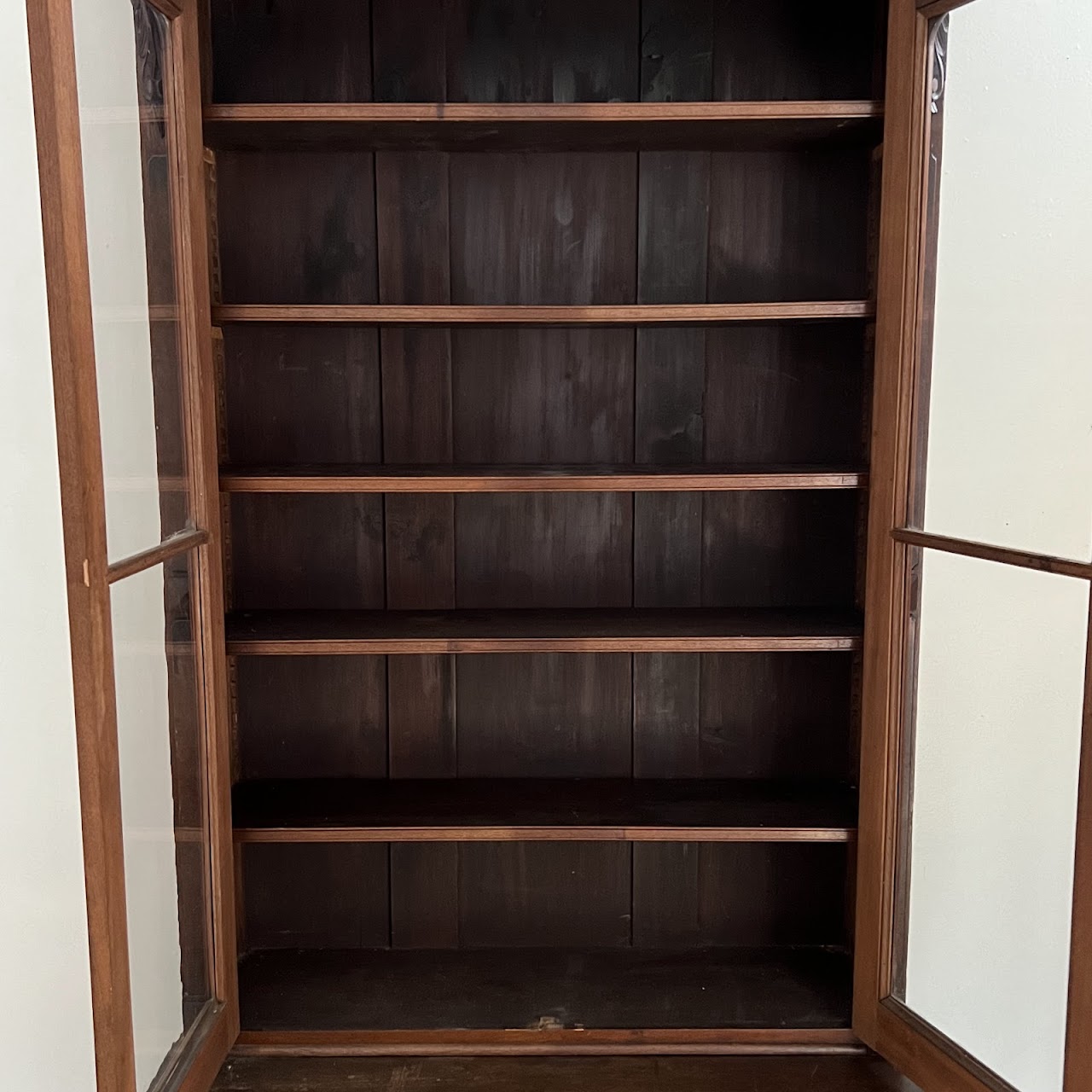 American Victorian Mahogany and Walnut Burl Enclosed Bookcase