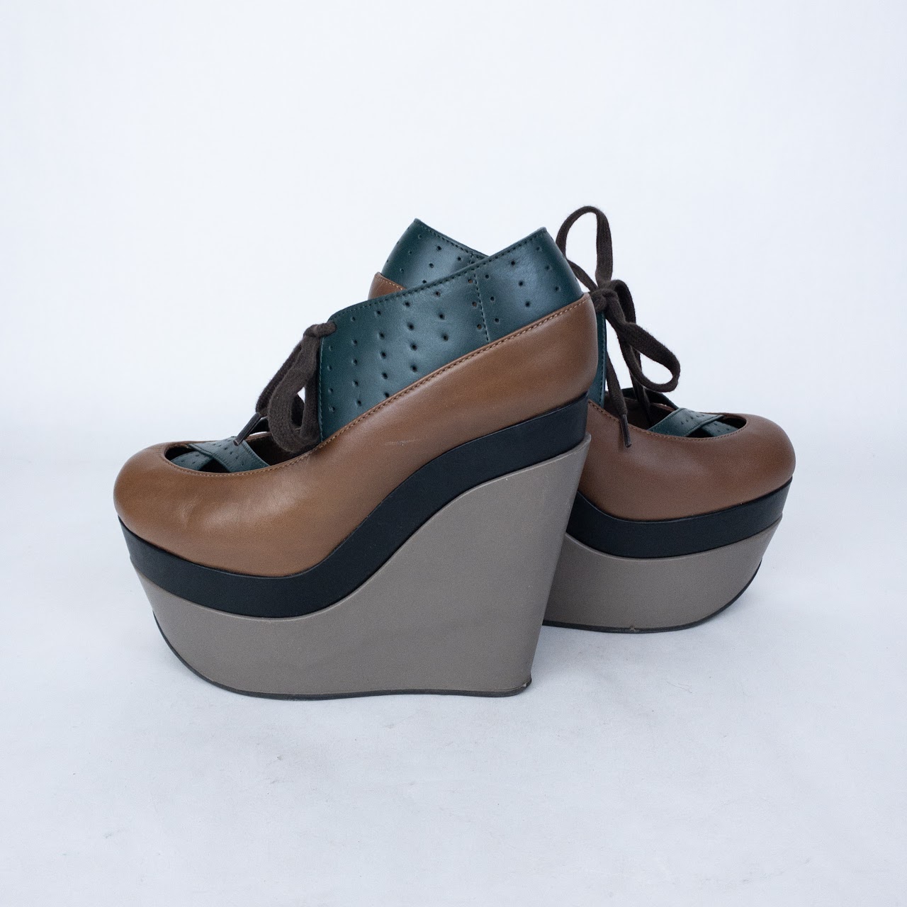 Marni Color Block Platform Wedges