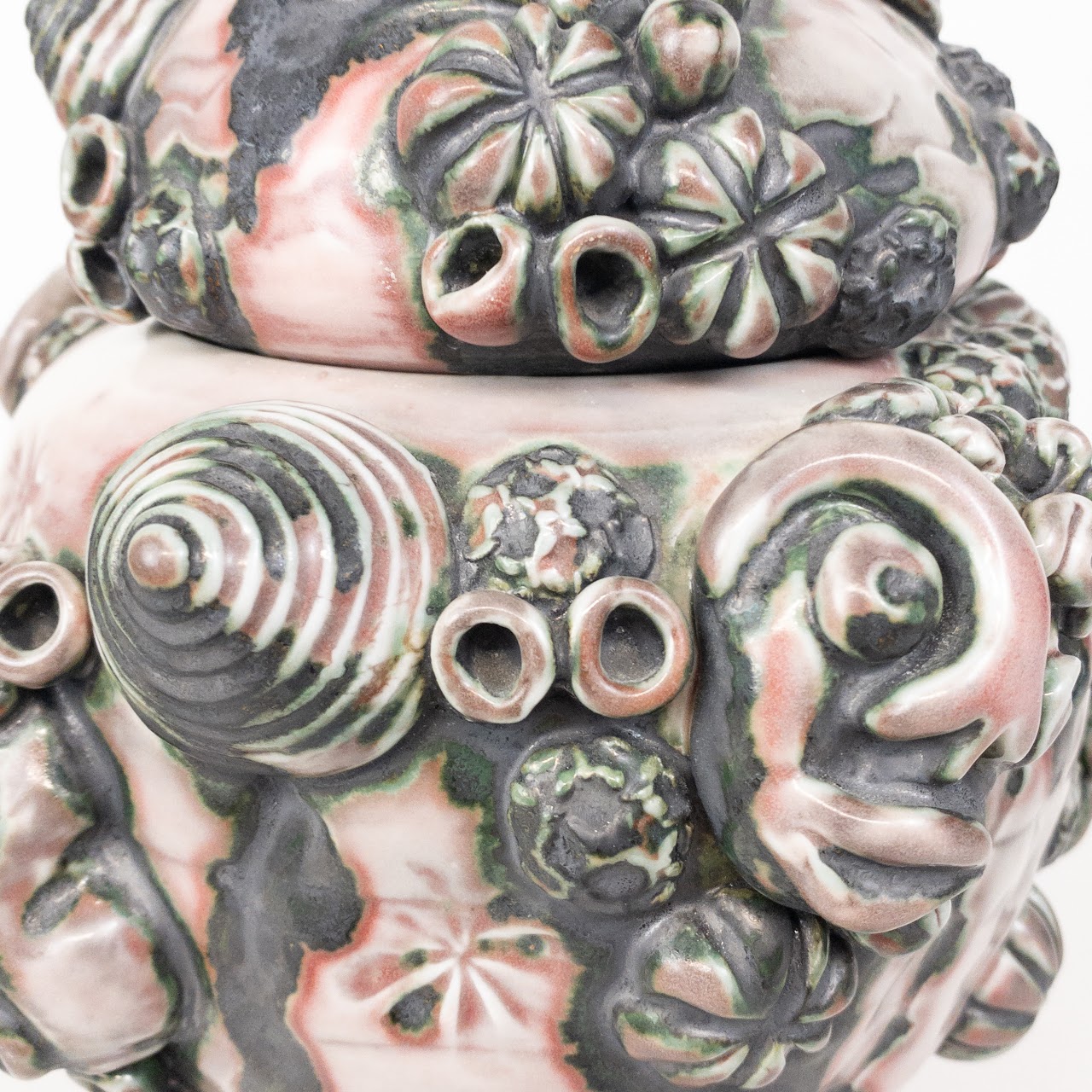 Studio Ceramic Mollusk Inspired Lidded Jar