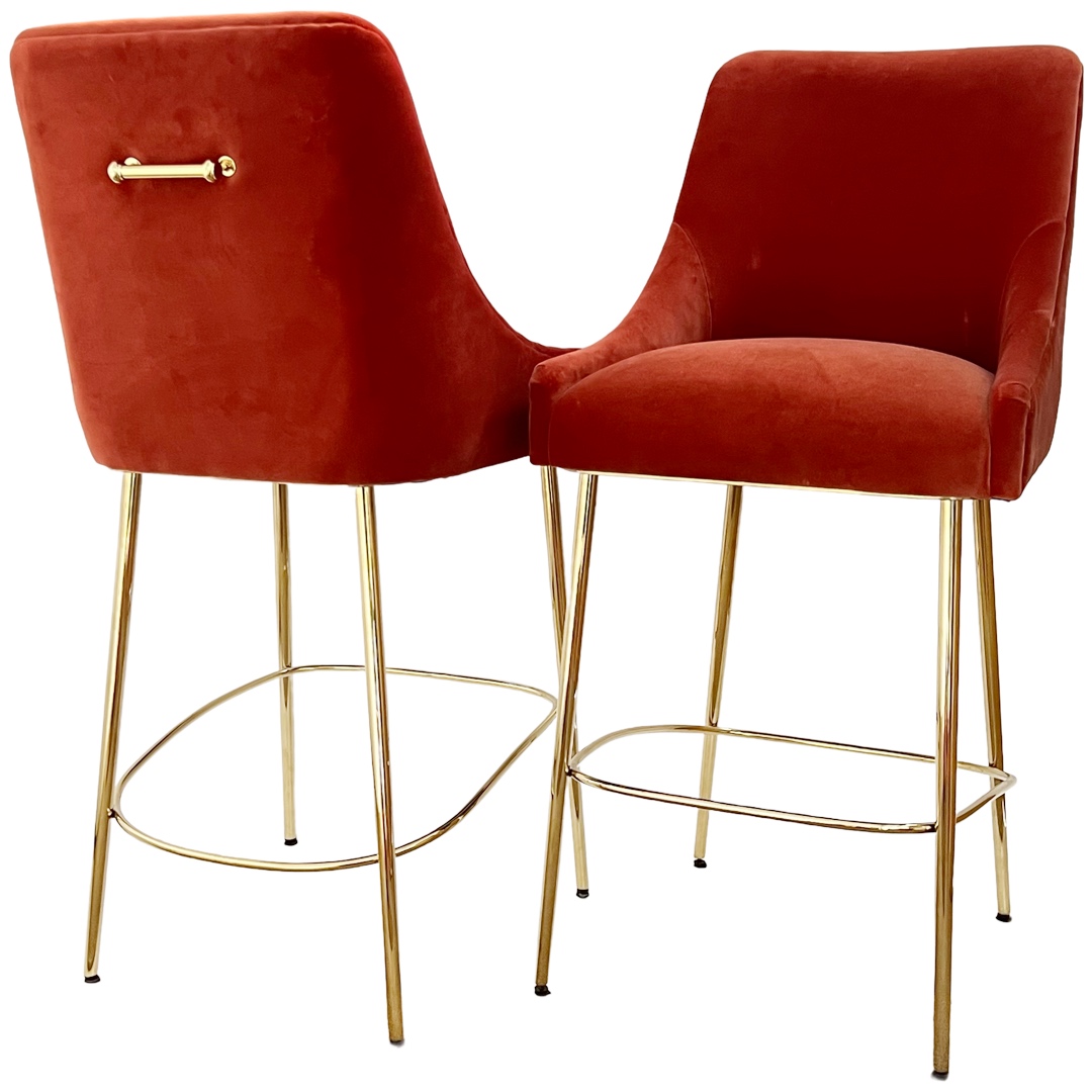 Anthropologie Elowen Velvet Bar Stool Pair