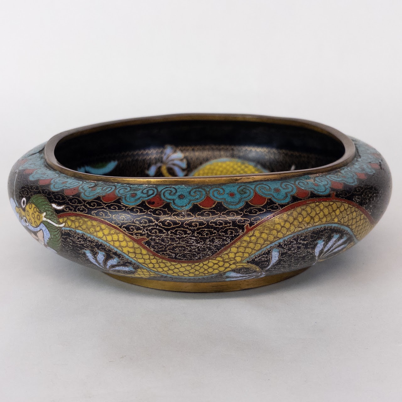 Chinese Cloisonne Vintage Dragon Bowl