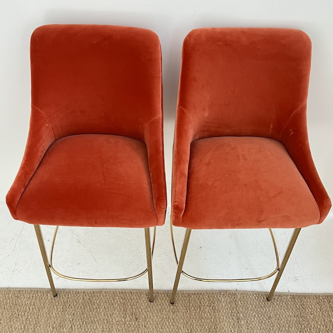 Anthropologie Elowen Velvet Bar Stool Pair