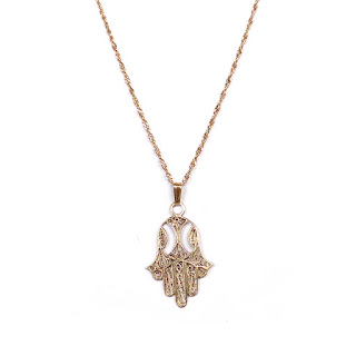 14 KGold Necklace with 14K Gold Hamsa Pendant