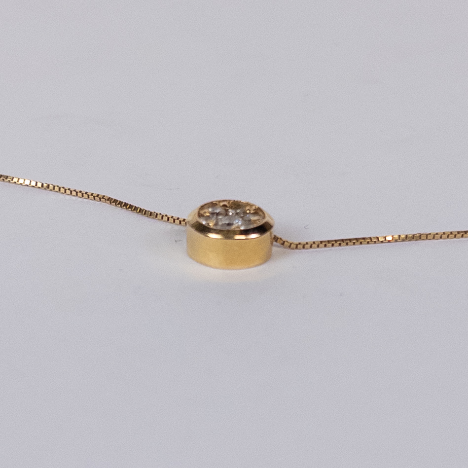 14K Gold Necklace and Pendant with Tiny Diamonds