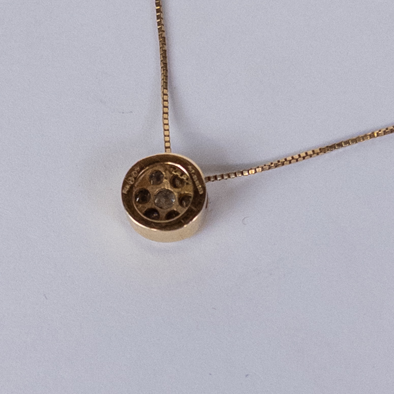 14K Gold Necklace and Pendant with Tiny Diamonds