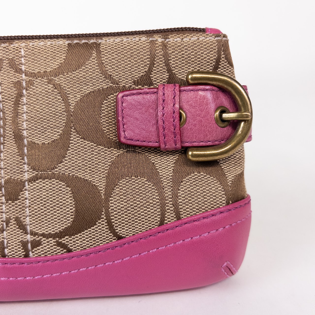 Coach Signature Monogram Wristlet with Capricorn Coach Charm