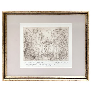 Bosco Signed 'Fontaine Louvois' French Landscape Drypoint Etching