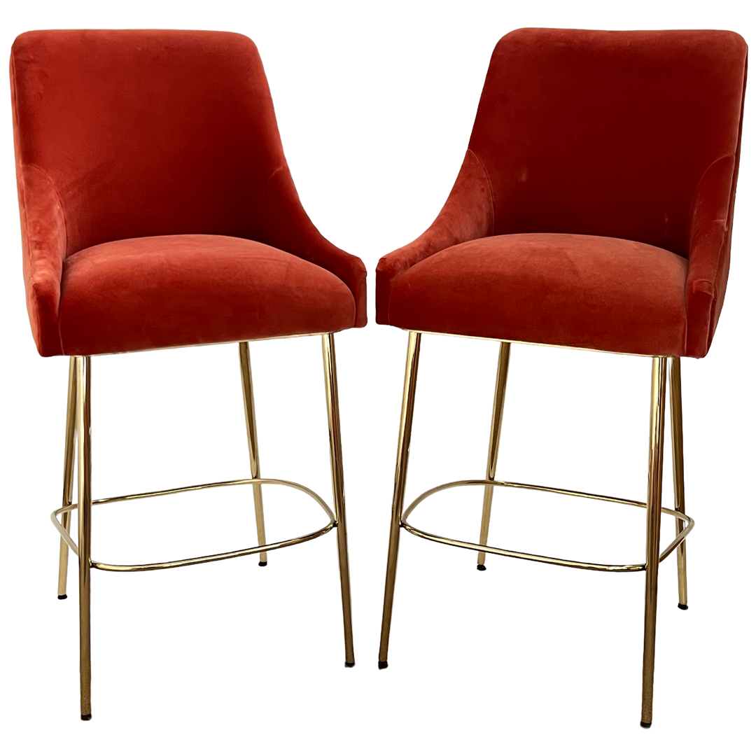 Anthropologie Elowen Velvet Bar Stool Pair