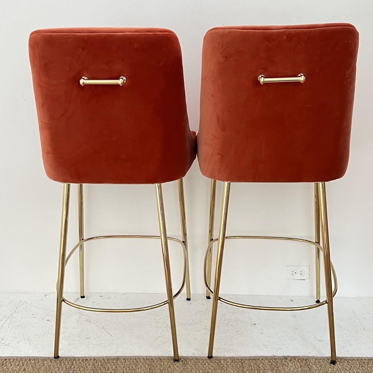 Anthropologie Elowen Velvet Bar Stool Pair