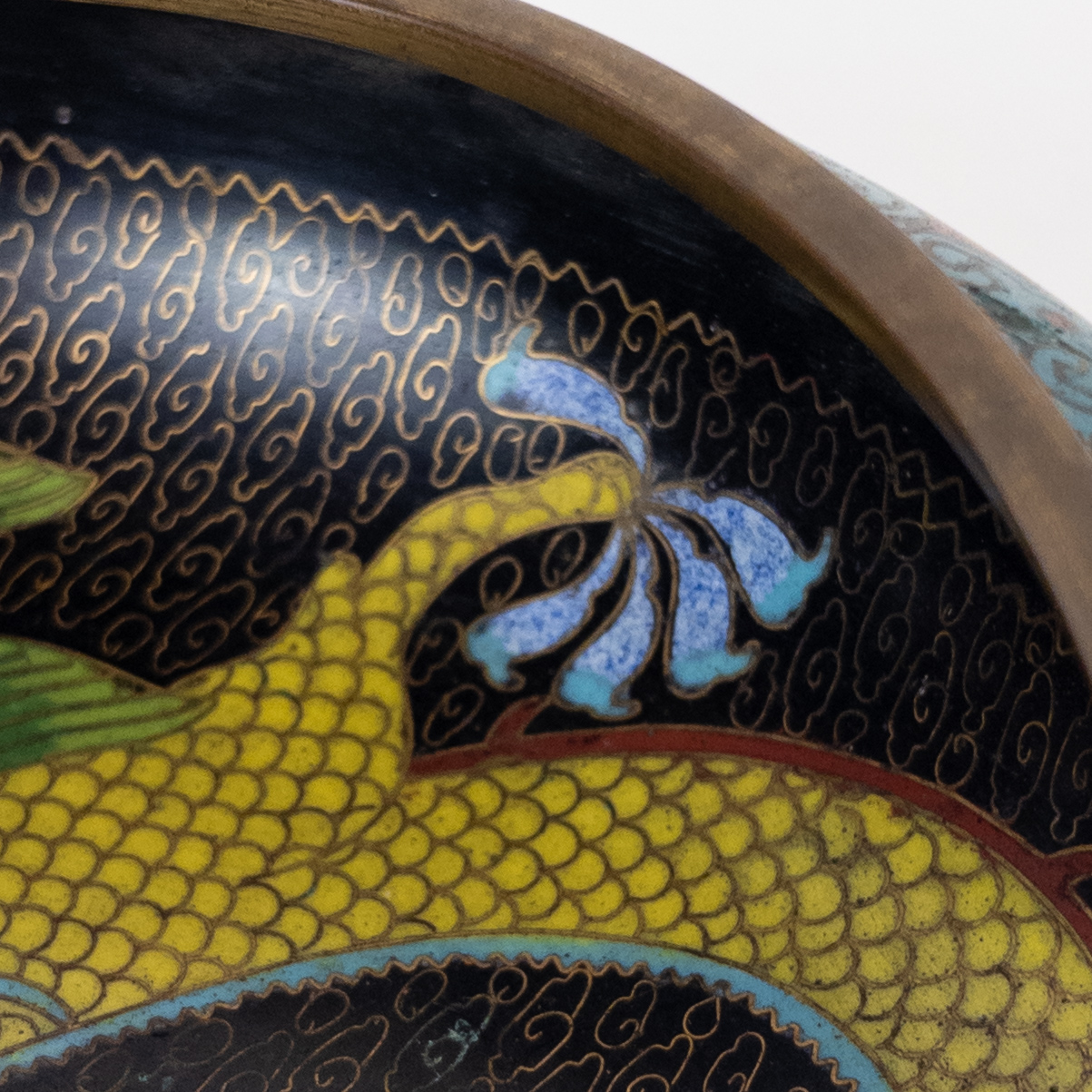 Chinese Cloisonne Vintage Dragon Bowl