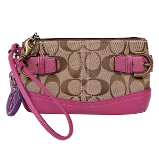 Coach Signature Monogram Wristlet with Capricorn Coach Charm