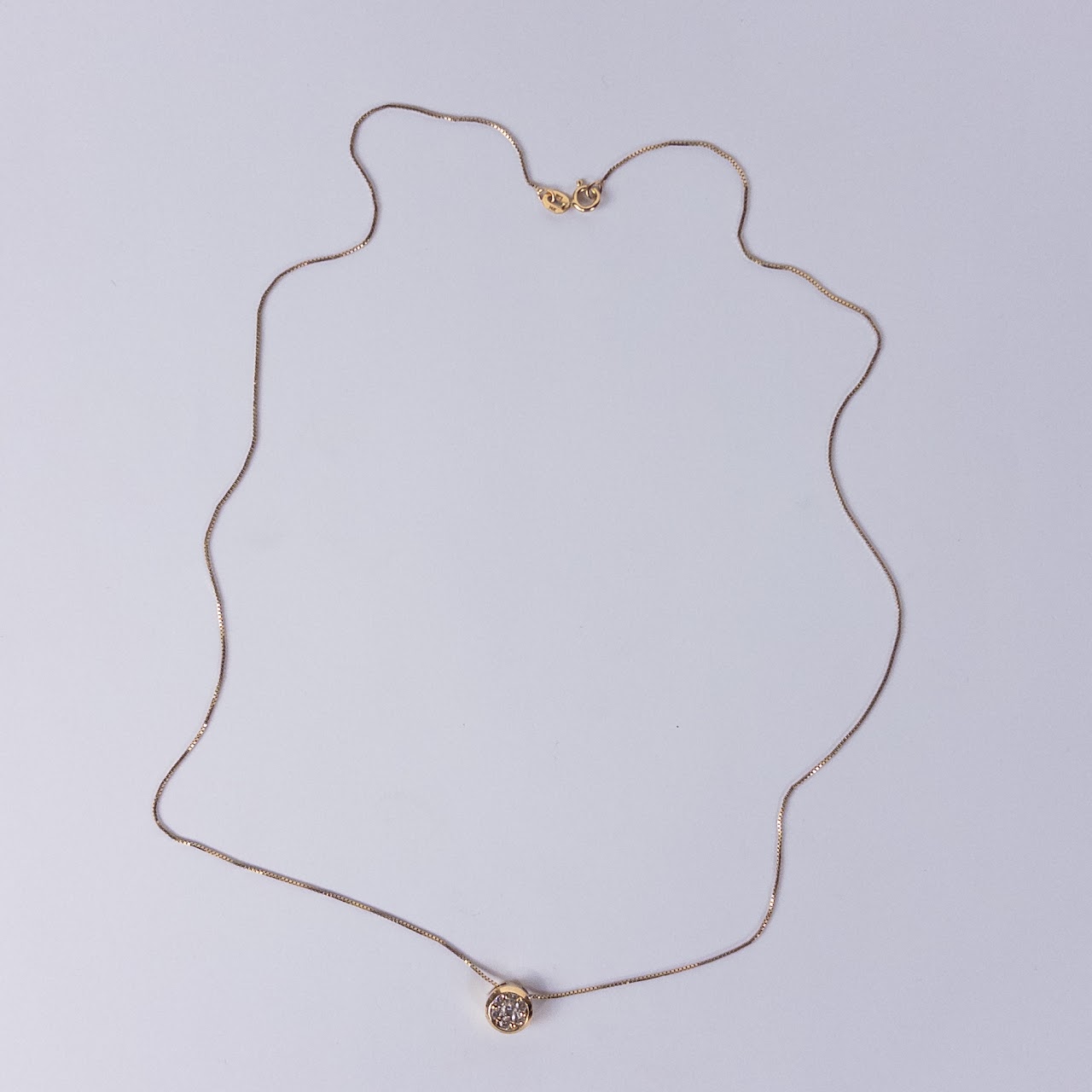 14K Gold Necklace and Pendant with Tiny Diamonds