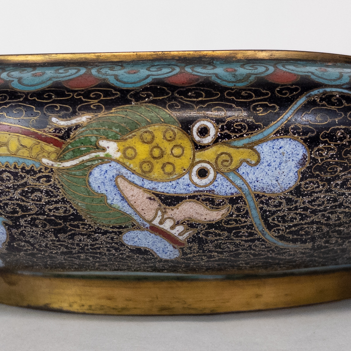 Chinese Cloisonne Vintage Dragon Bowl