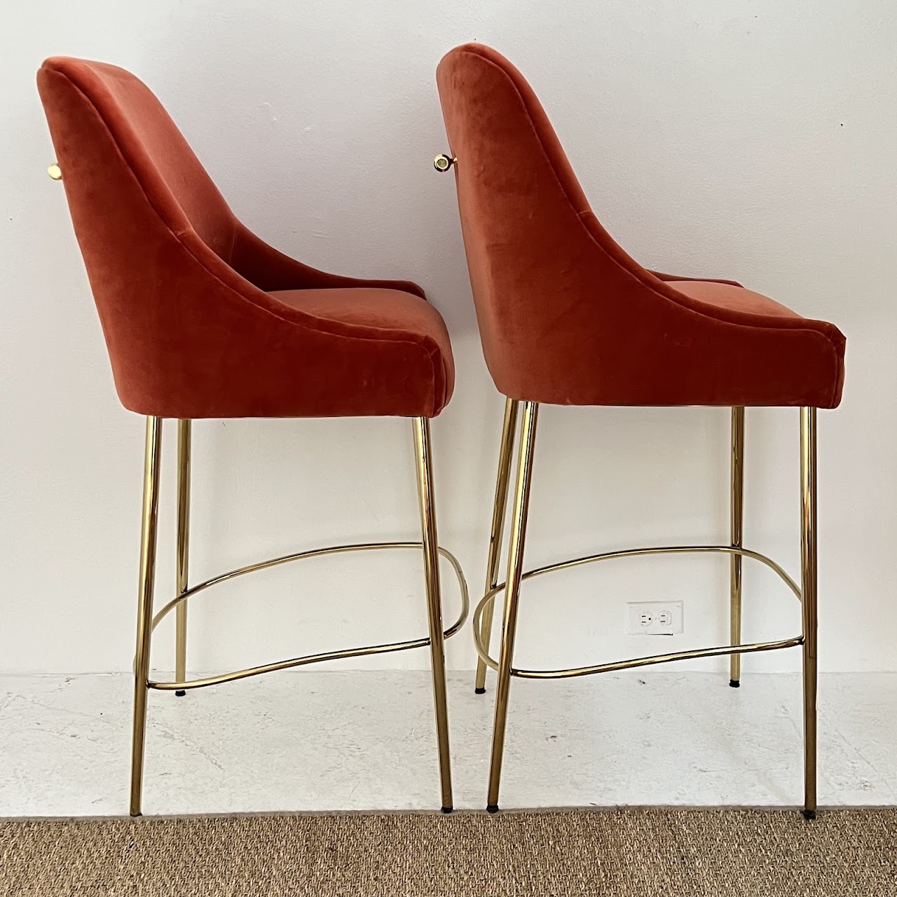 Anthropologie Elowen Velvet Bar Stool Pair