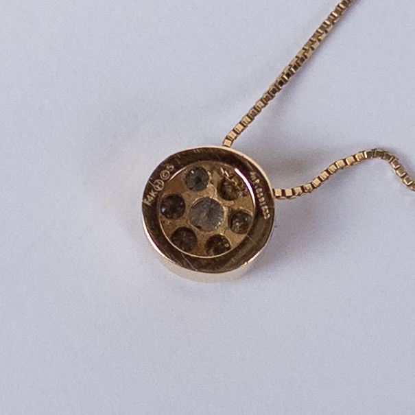 14K Gold Necklace and Pendant with Tiny Diamonds