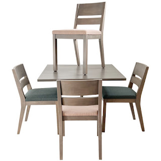 Room and Board Small Pedestal Dining Table and Four Chair Set