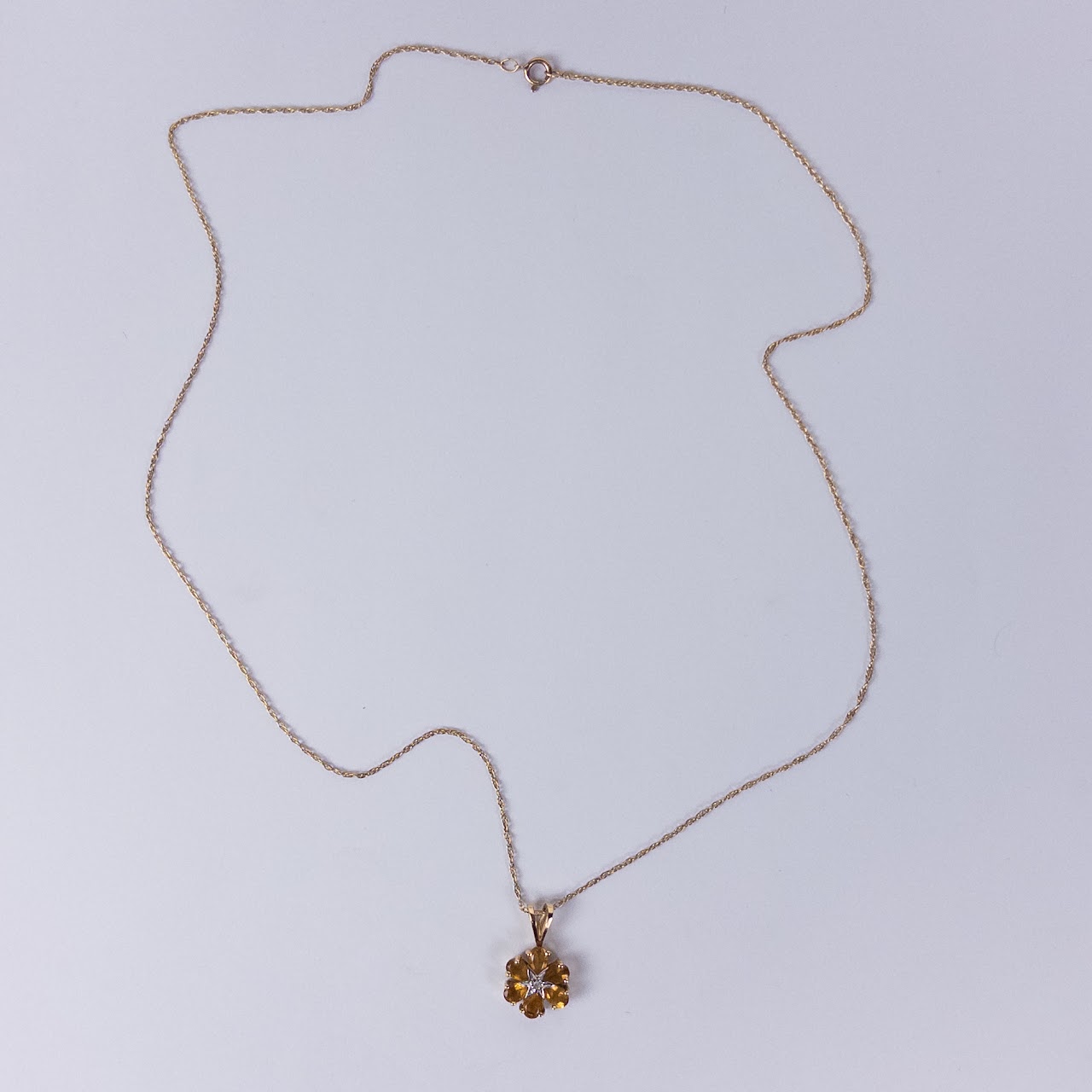 14K Gold Fortunoff Diamond and Citrine Necklace