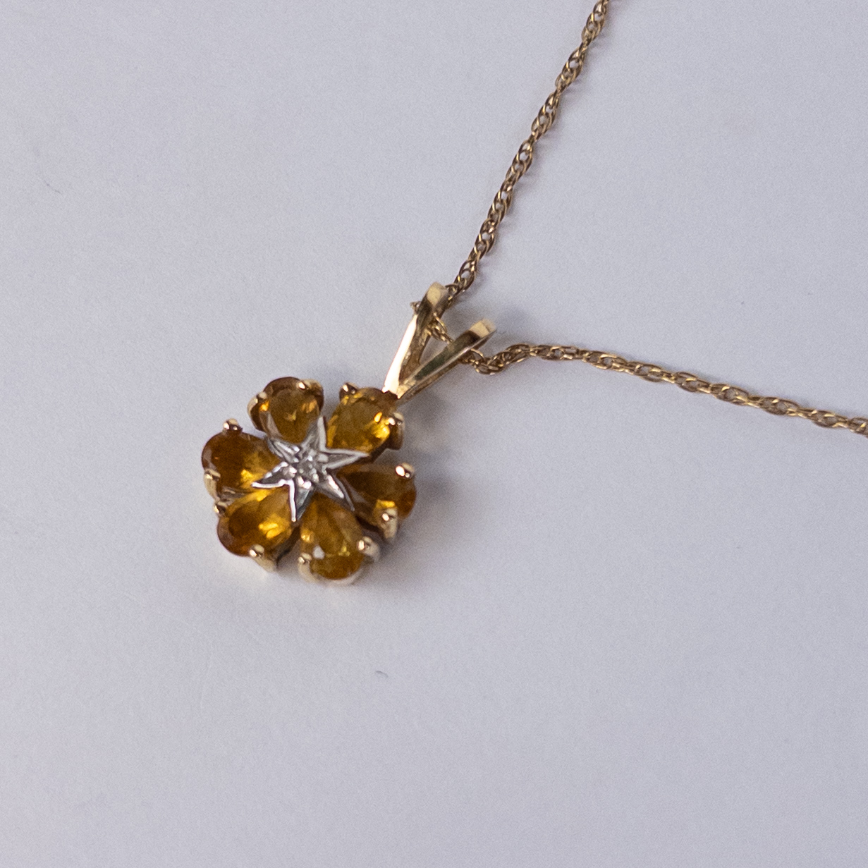 14K Gold Fortunoff Diamond and Citrine Necklace