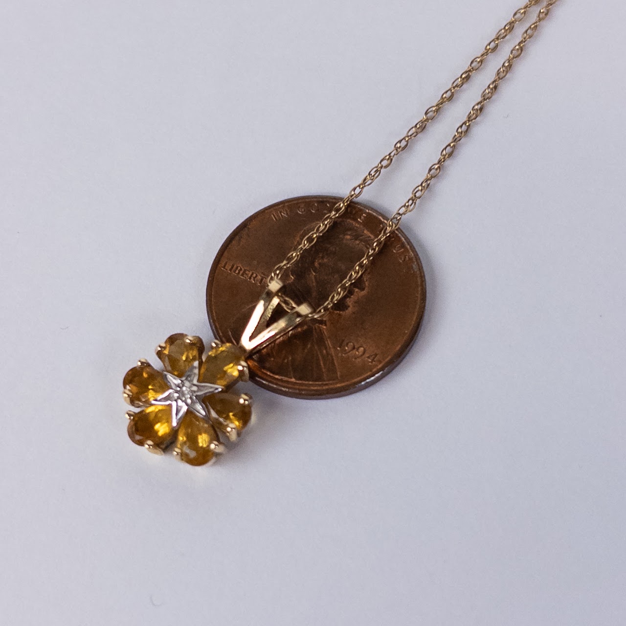 14K Gold Fortunoff Diamond and Citrine Necklace