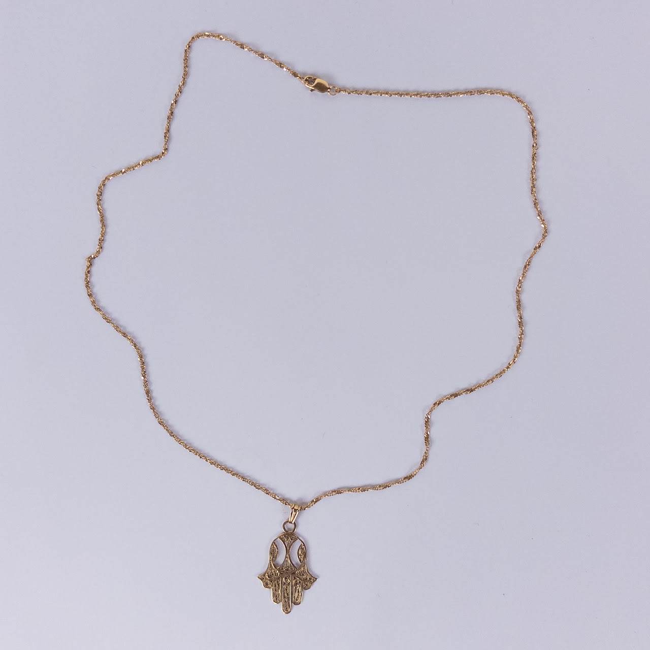 14 KGold Necklace with 14K Gold Hamsa Pendant