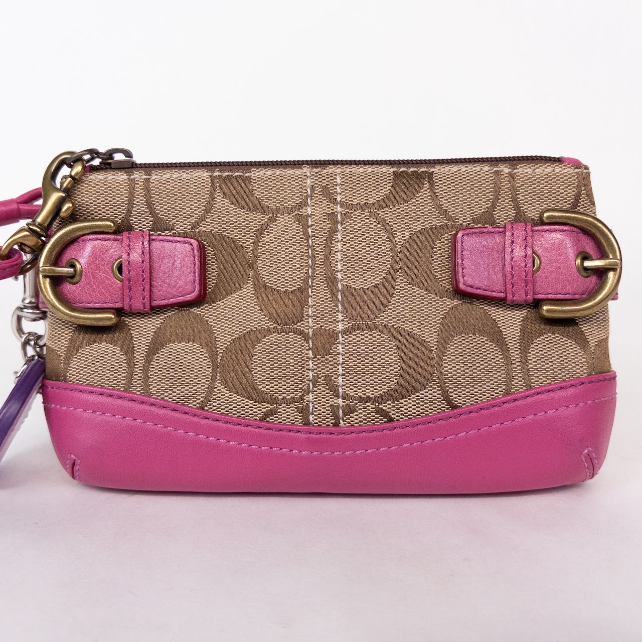 Coach Signature Monogram Wristlet with Capricorn Coach Charm