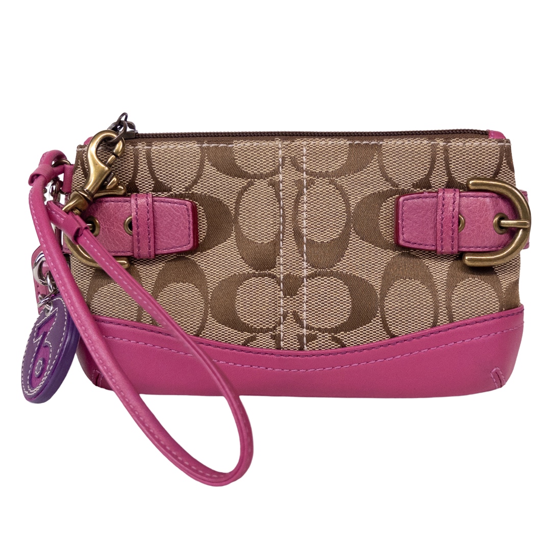 Coach Signature Monogram Wristlet with Capricorn Coach Charm