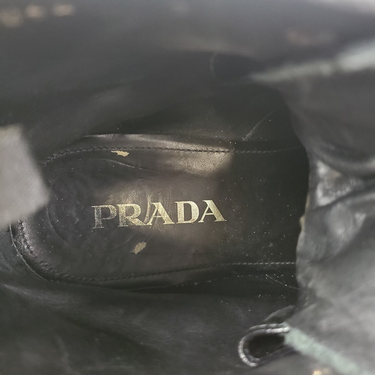 Prada Black Leather Lace Up Boots