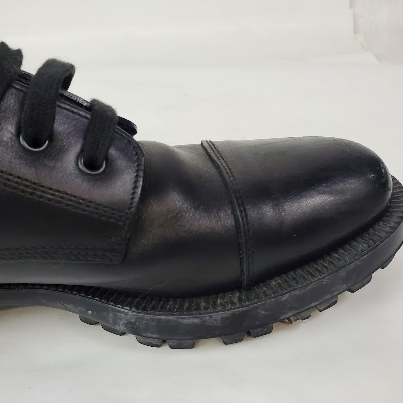 Prada Black Leather Lace Up Boots