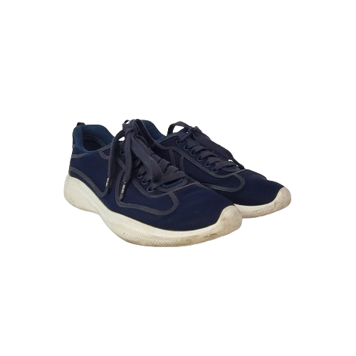 Prada Navy Blue Lace Up Sneakers