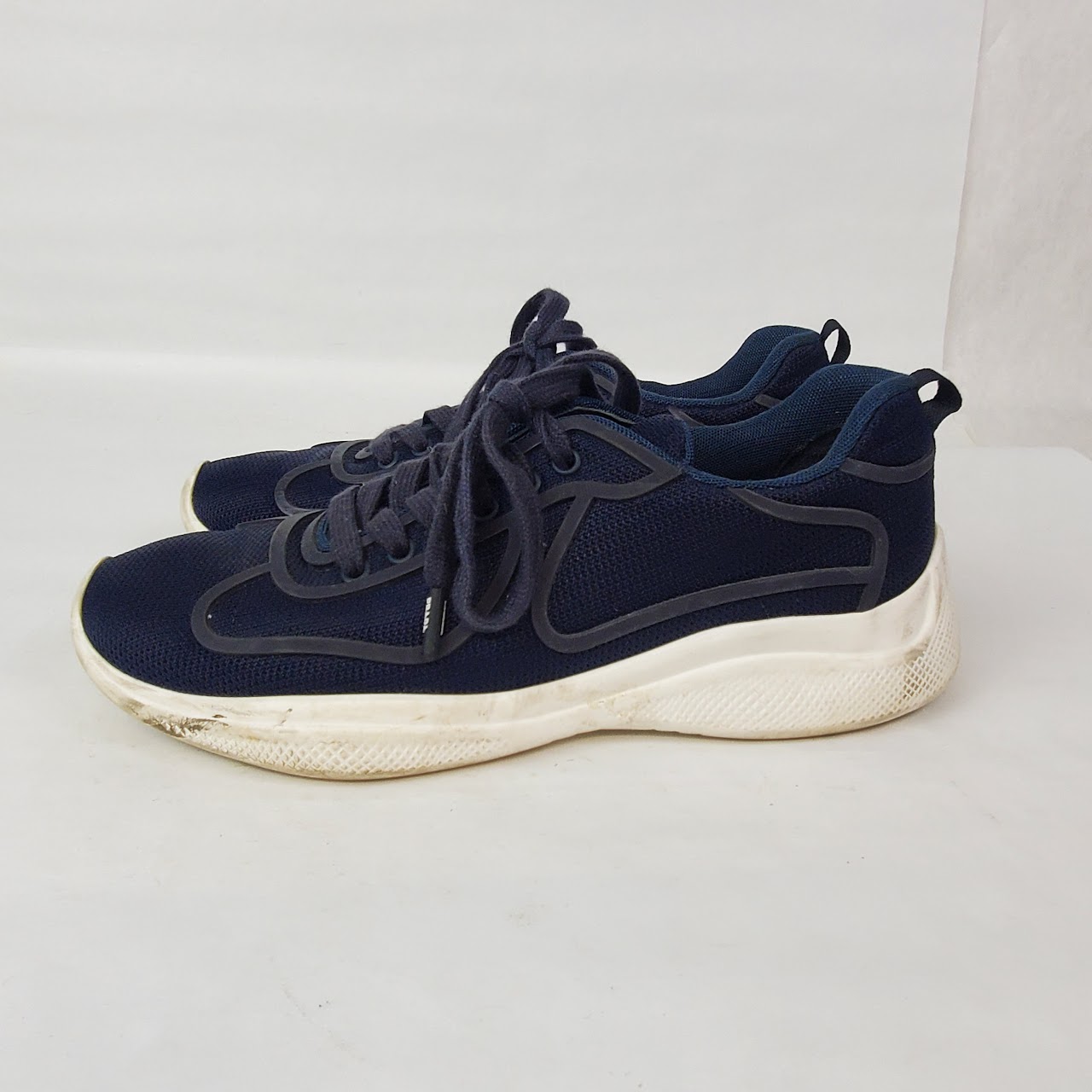 Prada Navy Blue Lace Up Sneakers