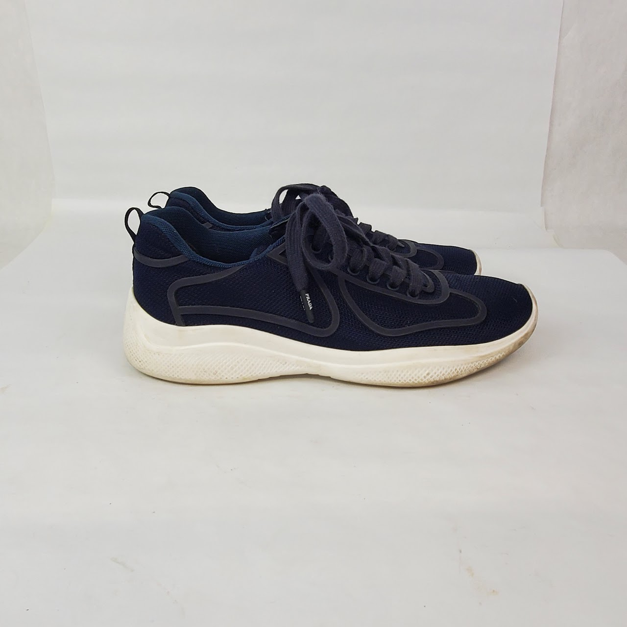 Prada Navy Blue Lace Up Sneakers