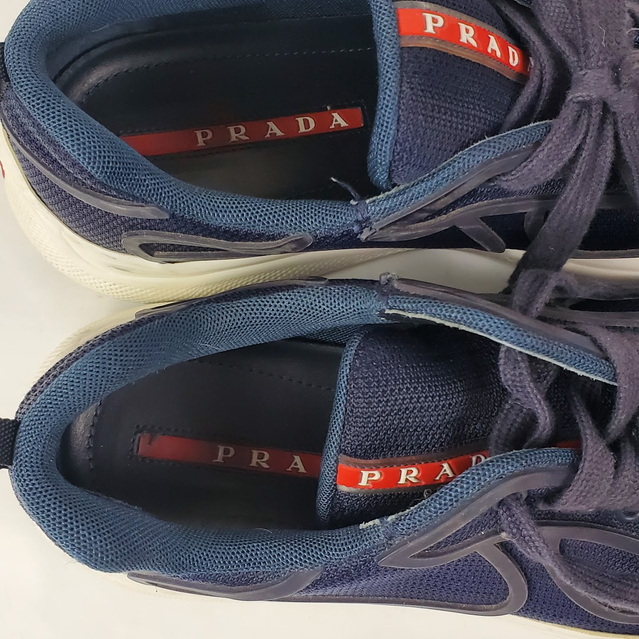 Prada Navy Blue Lace Up Sneakers