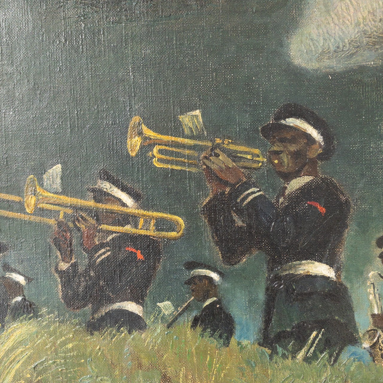 Signed Military Marching Band Painting