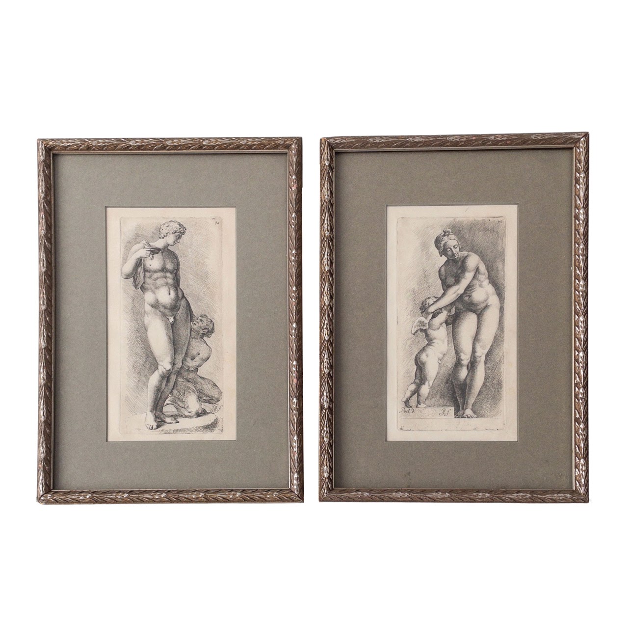 Greek Mythology Nude Etching Pair