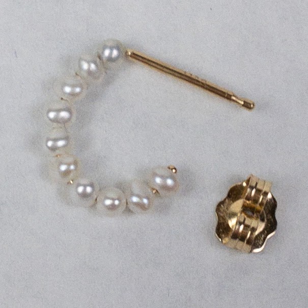 14K Gold Pearl Mini Hoop Earrings